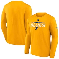 Men's Fanatics Gold St. Louis Blues Authentic Pro Core Collection Prime Wordmark Long Sleeve T-Shirt