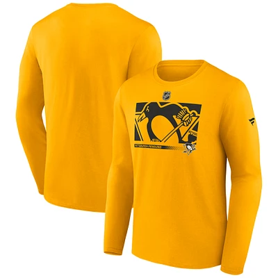 Men's Fanatics Gold Pittsburgh Penguins Authentic Pro Core Collection Secondary Long Sleeve T-Shirt