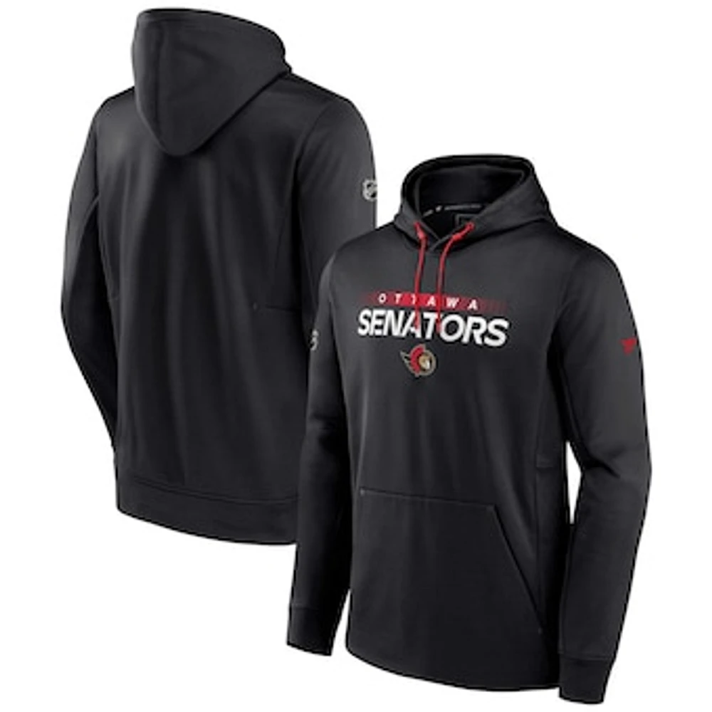 Men's Fanatics Black Ottawa Senators Authentic Pro Rink Pullover Hoodie