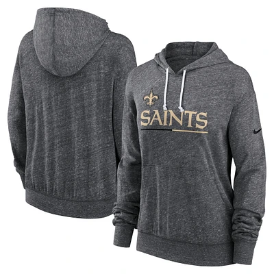 Women's Nike Heather Charcoal New Orleans Saints Team Spirit Gym Vintage Lightweight Hoodie Top