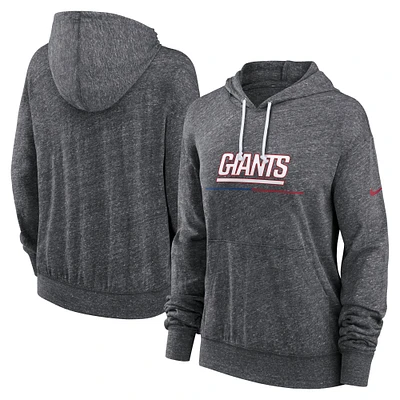 Women's Nike Heather Charcoal New York Giants Team Spirit Gym Vintage Lightweight Hoodie Top