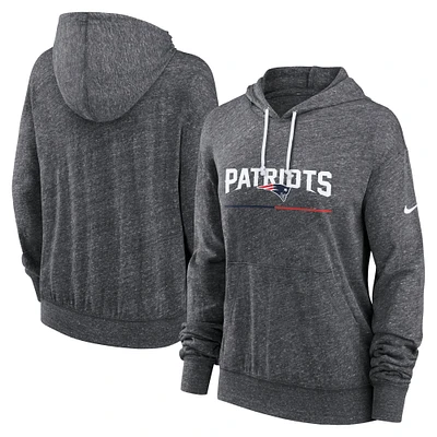 Women's Nike Heather Charcoal New England Patriots Team Spirit Gym Vintage Lightweight Hoodie Top