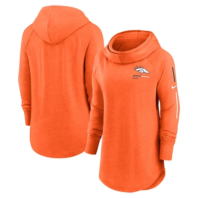 Women's Nike Orange Denver Broncos Minimal Statement Lightweight Raglan Funnel Neck Pullover Hoodie