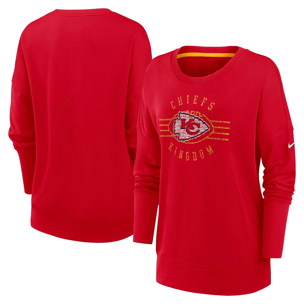 Women's Nike Red Kansas City Chiefs Rewind Playback Icon Performance Pullover Sweatshirt