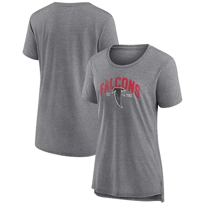 Women's Fanatics Heathered Gray Atlanta Falcons Drop Back Modern T-Shirt