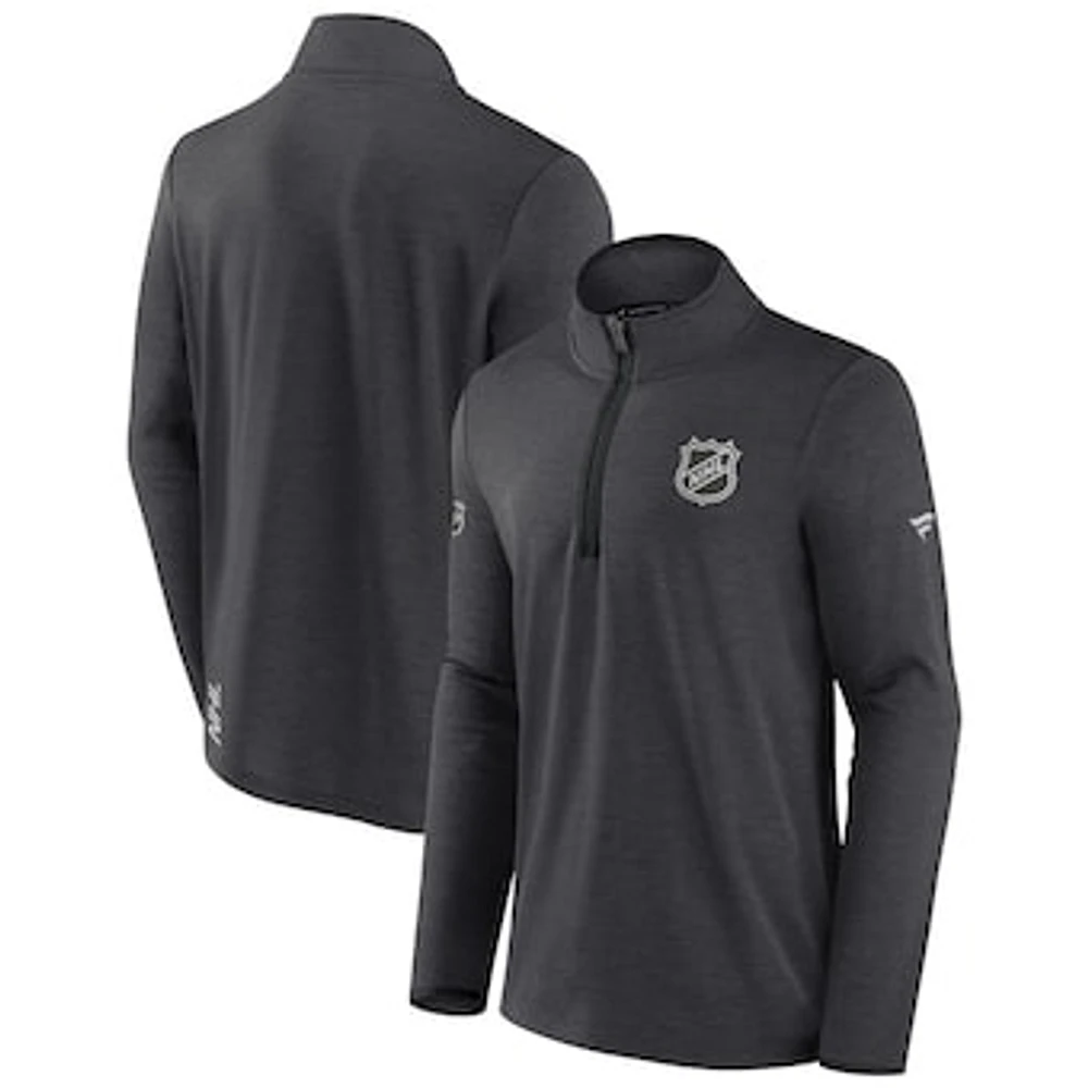 Men's Fanatics Heather Charcoal NHL Authentic Pro Rink Quarter-Zip Jacket