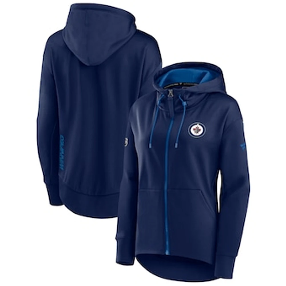 Women's Fanatics Navy Winnipeg Jets Authentic Pro Rink Full-Zip Hoodie