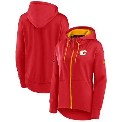 Women's Fanatics Red Calgary Flames Authentic Pro Rink Full-Zip Hoodie