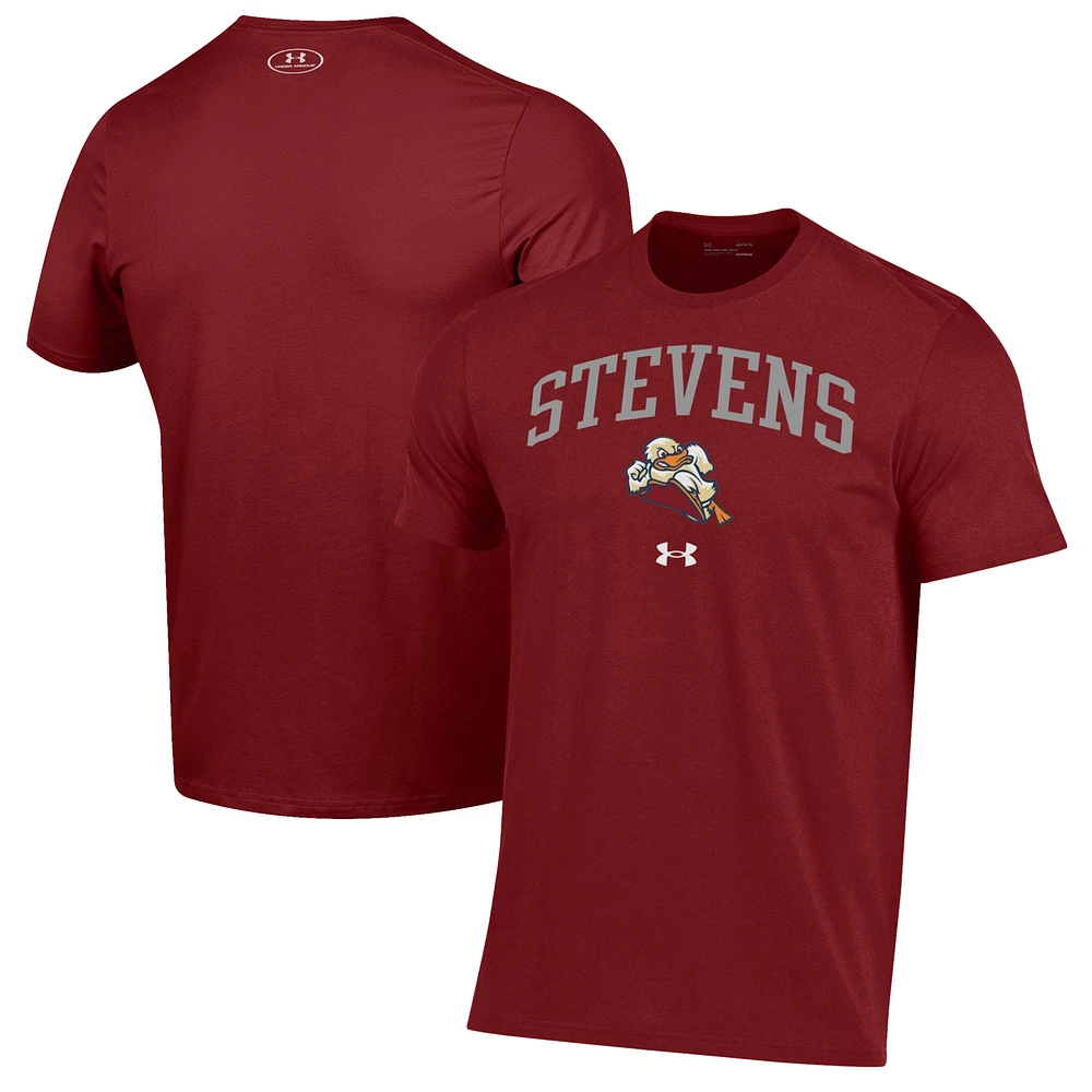 Men's Under Armour Red Stevens Institute of Technology Ducks Arch Over Performance T-Shirt