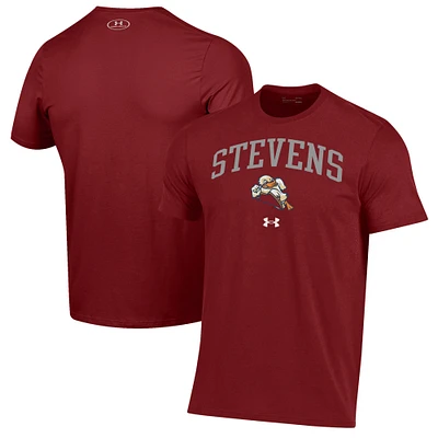 Men's Under Armour Red Stevens Institute of Technology Ducks Arch Over Performance T-Shirt