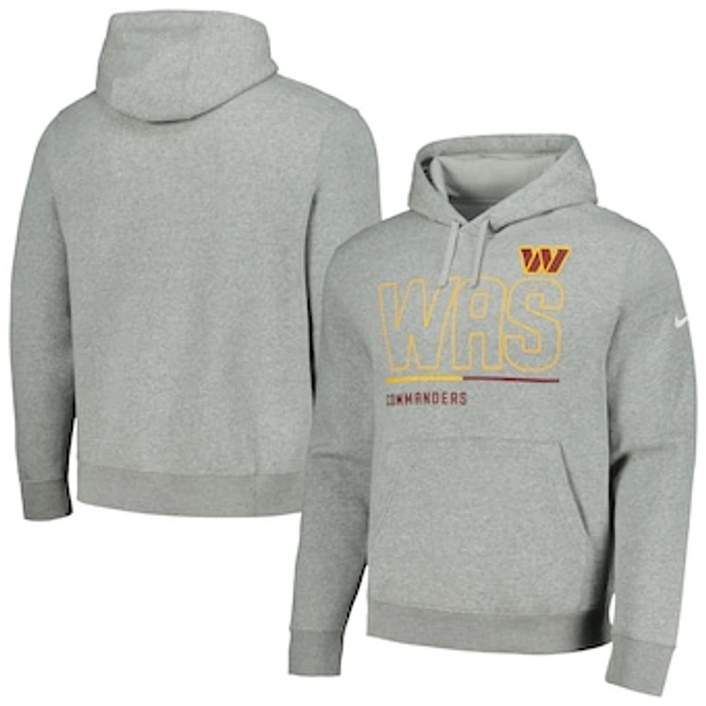 Men's Nike Heather Gray Washington Commanders City Code Club Fleece Pullover Hoodie