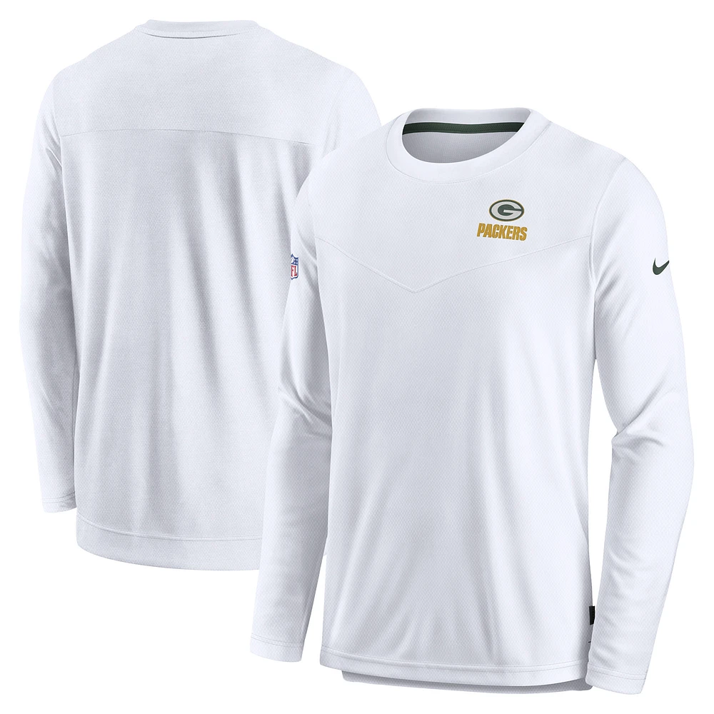 Men's Nike White Green Bay Packers Sideline Lockup Performance Pullover Sweatshirt