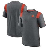 Men's Nike Heather Charcoal Cleveland Browns Sideline Tonal Logo Performance Player T-Shirt