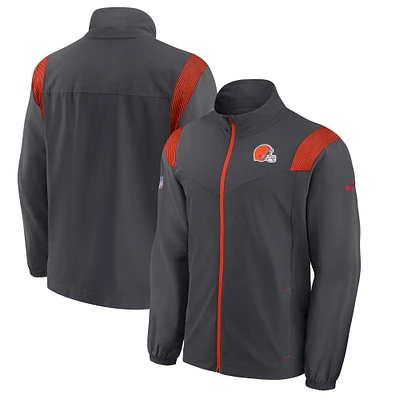 Men's Nike Anthracite Cleveland Browns Sideline Woven Logo Full-Zip Jacket