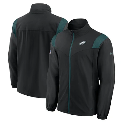 Men's Nike Black Philadelphia Eagles Sideline Woven Logo Full-Zip Jacket