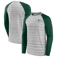 Men's Fanatics Heather Gray/Green Green Bay Packers Fair Shake Raglan Long Sleeve T-Shirt