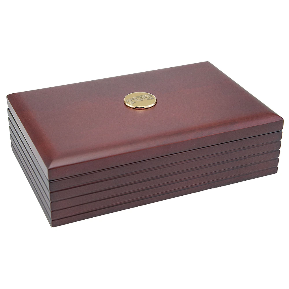 TCU Horned Frogs 9" x 6" Rosewood Desk Box