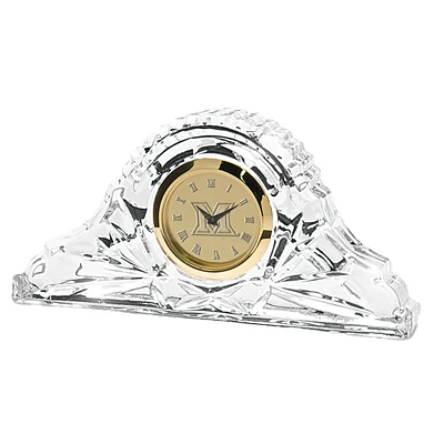 Gold Miami University RedHawks Crystal Table Clock