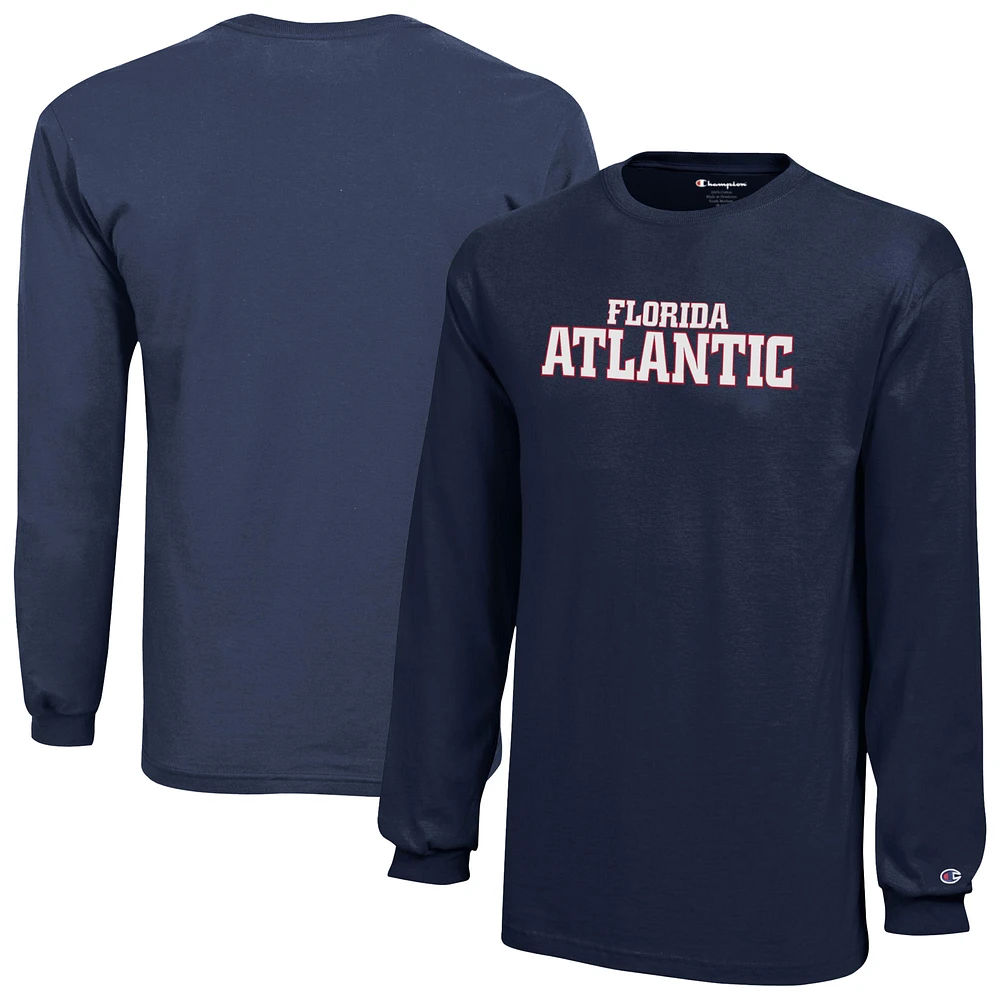 Youth Champion Navy Florida Atlantic Owls Jersey Long Sleeve T-Shirt