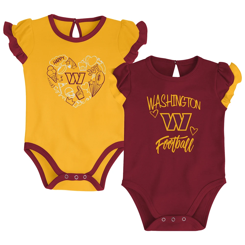 Newborn & Infant Burgundy/Gold Washington Commanders Too Much Love Two-Piece Bodysuit Set