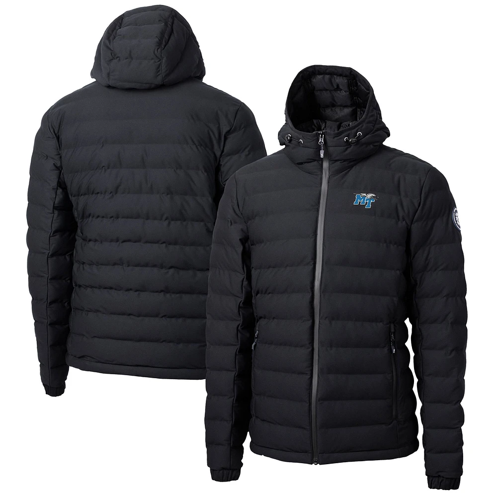 Men's Cutter & Buck Black MTSU Blue Raiders Mission Ridge Repreve Eco Insulated Puffer Full-Zip Jacket