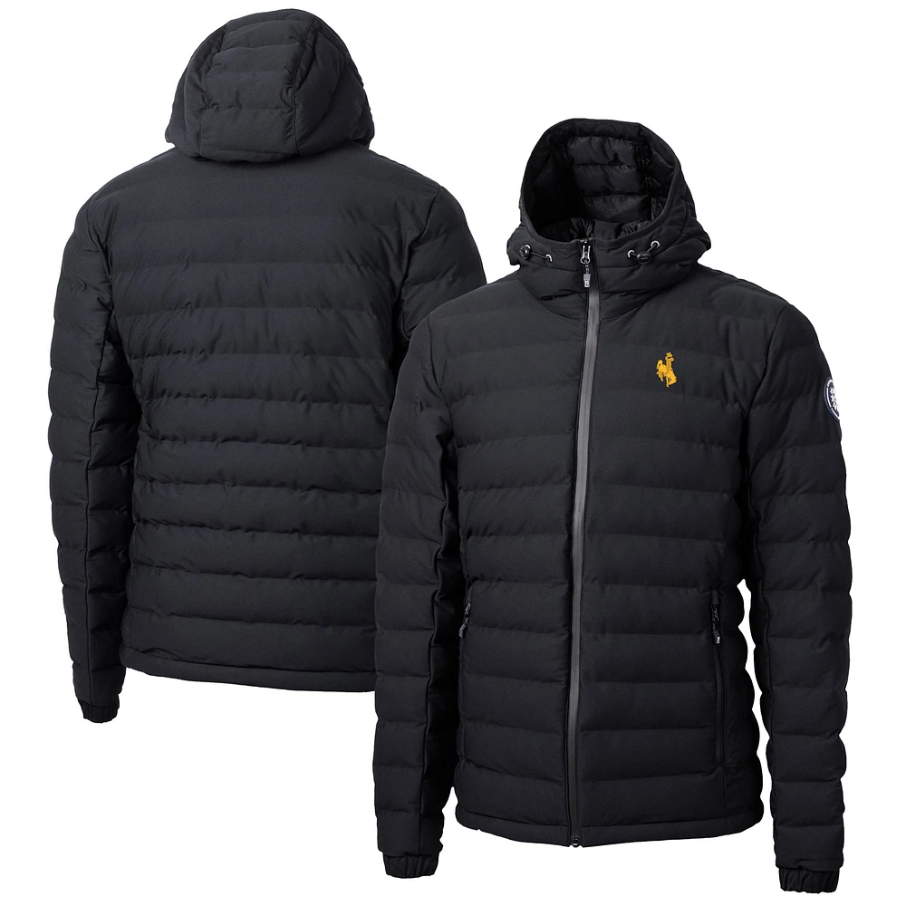 Men's Cutter & Buck Black Wyoming Cowboys Mission Ridge Repreve Eco Insulated Puffer Full-Zip Jacket