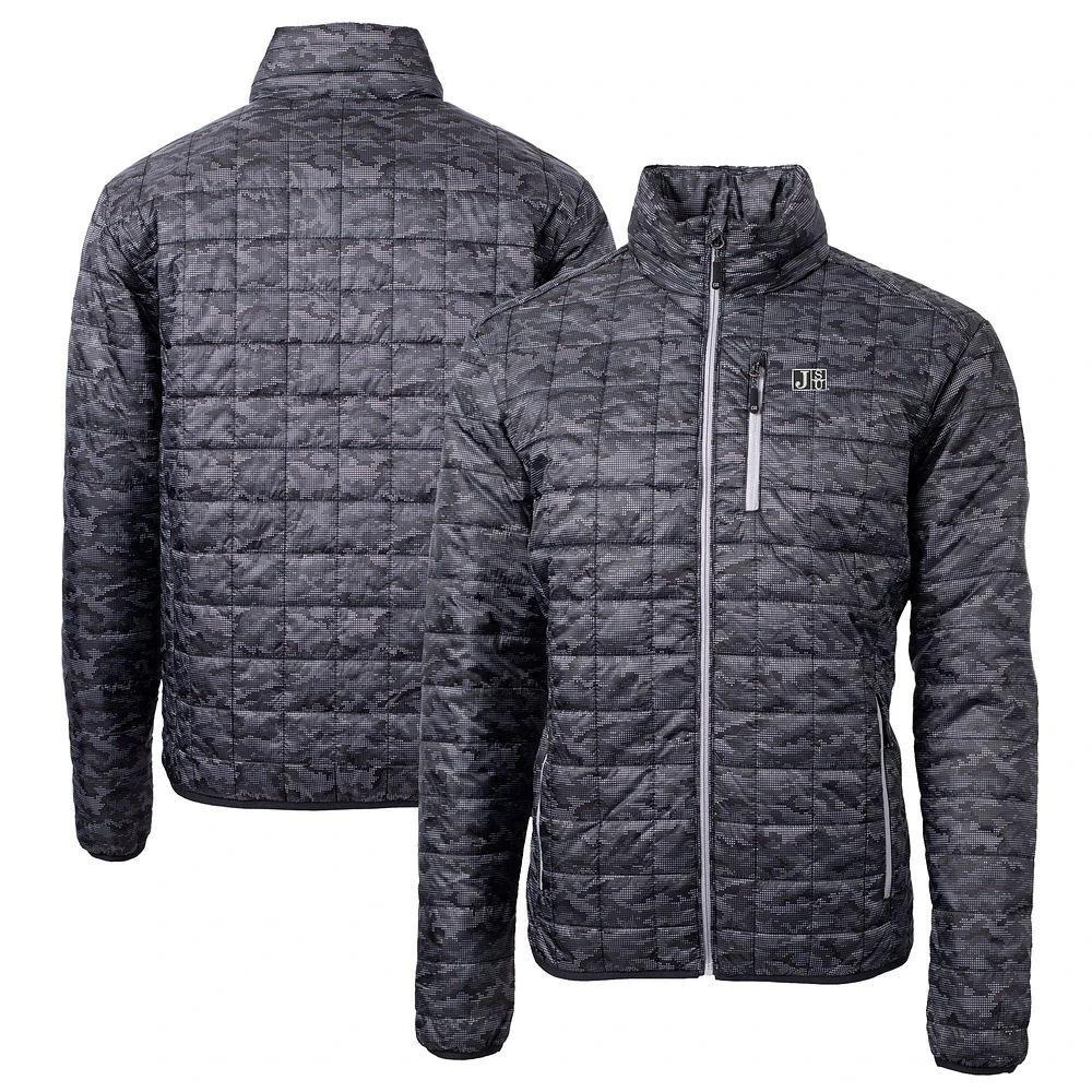 Men's Cutter & Buck Black Jackson State Tigers Rainier Primaloft Eco Full-Zip Hooded Jacket