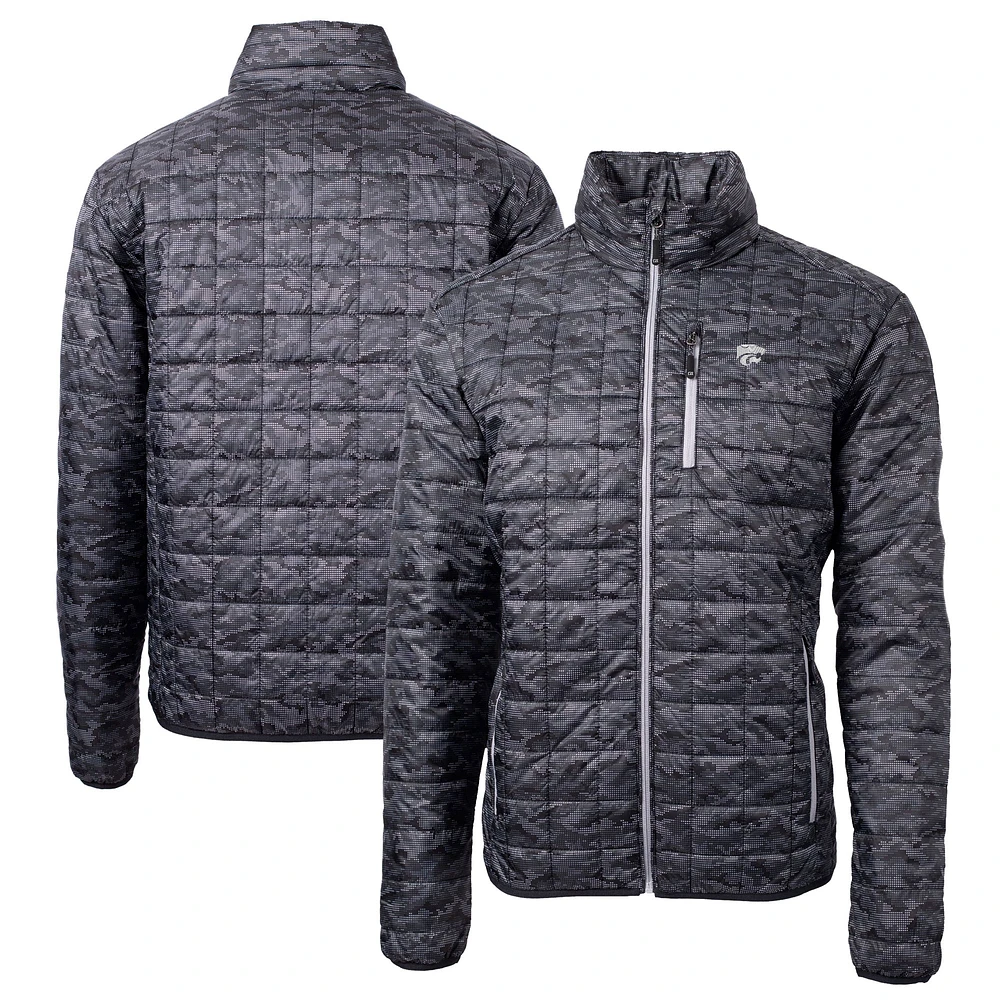 Men's Cutter & Buck Black Kansas State Wildcats Rainier Primaloft Eco Full-Zip Hooded Jacket