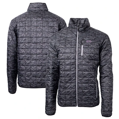 Men's Cutter & Buck  Black TCU Horned Frogs Rainier Primaloft Eco Full-Zip Hooded Jacket