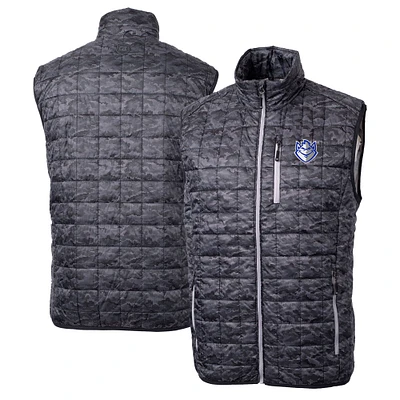 Men's Cutter & Buck  Black Saint Louis Billikens Rainier PrimaLoft Eco Insulated Printed Full-Zip Puffer Vest