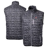 Men's Cutter & Buck  Black Rutgers Scarlet Knights Rainier PrimaLoft Eco Insulated Printed Full-Zip Puffer Vest