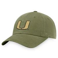 Men's Top of the World Olive Miami Hurricanes OHT Military Appreciation Unit Adjustable Hat