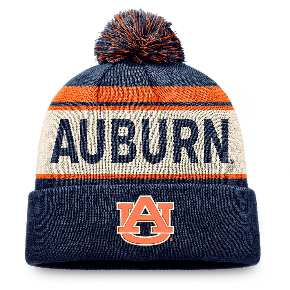 Men's Top of the World Navy Auburn Tigers Prime Cuffed Knit Hat with Pom