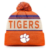 Men's Top of the World Orange Clemson Tigers Prime Cuffed Knit Hat with Pom