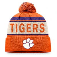 Men's Top of the World Orange Clemson Tigers Prime Cuffed Knit Hat with Pom