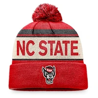 Men's Top of the World Red NC State Wolfpack Prime Cuffed Knit Hat with Pom