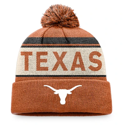 Men's Top of the World Texas Orange Texas Longhorns Prime Cuffed Knit Hat with Pom