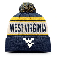 Men's Top of the World Navy West Virginia Mountaineers Prime Cuffed Knit Hat with Pom