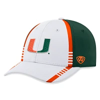 Men's Top of the World White/Green Miami Hurricanes Iconic Flex Hat