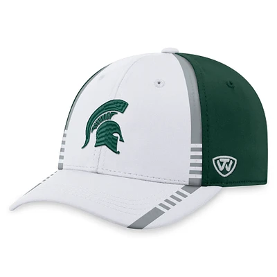 Men's Top of the World White/Green Michigan State Spartans Iconic Flex Hat