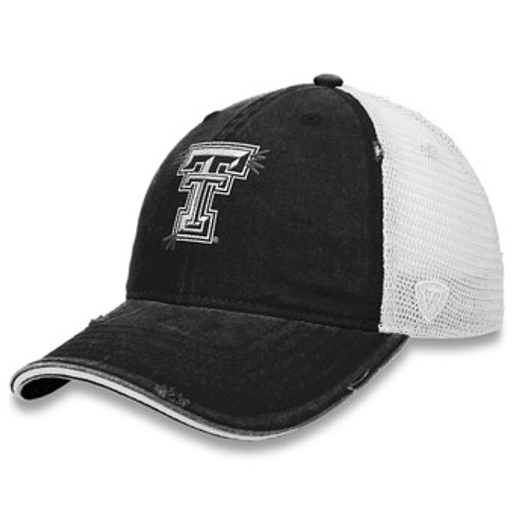 Women's Top of the World Black/White Texas Tech Red Raiders Radiant Trucker Snapback Hat