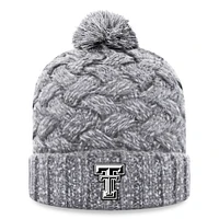 Women's Top of the World Heather Gray Texas Tech Red Raiders Arctic Cuffed Knit Hat with Pom