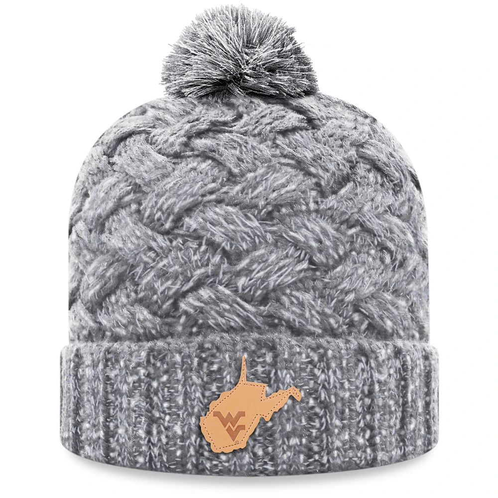 Women's Top of the World Heather Gray West Virginia Mountaineers Arctic Cuffed Knit Hat with Pom