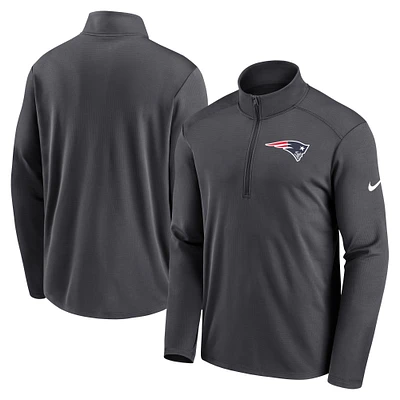 Men's Nike Anthracite New England Patriots Logo Pacer Performance Half-Zip Jacket