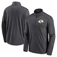 Men's Nike Anthracite Los Angeles Rams Logo Pacer Performance Half-Zip Jacket