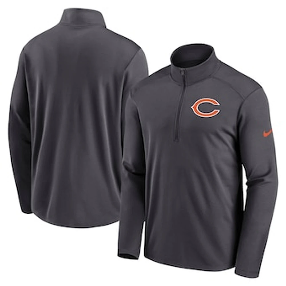 Men's Nike Anthracite Chicago Bears Logo Pacer Performance Half-Zip Top