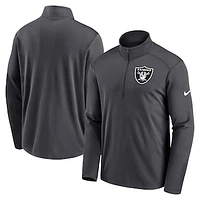 Men's Nike Anthracite Las Vegas Raiders Logo Pacer Performance Half-Zip Jacket