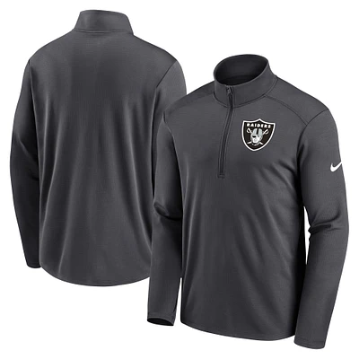 Men's Nike Anthracite Las Vegas Raiders Logo Pacer Performance Half-Zip Jacket