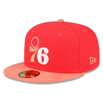 Men's New Era Red/Peach Philadelphia 76ers Tonal 59FIFTY Fitted Hat