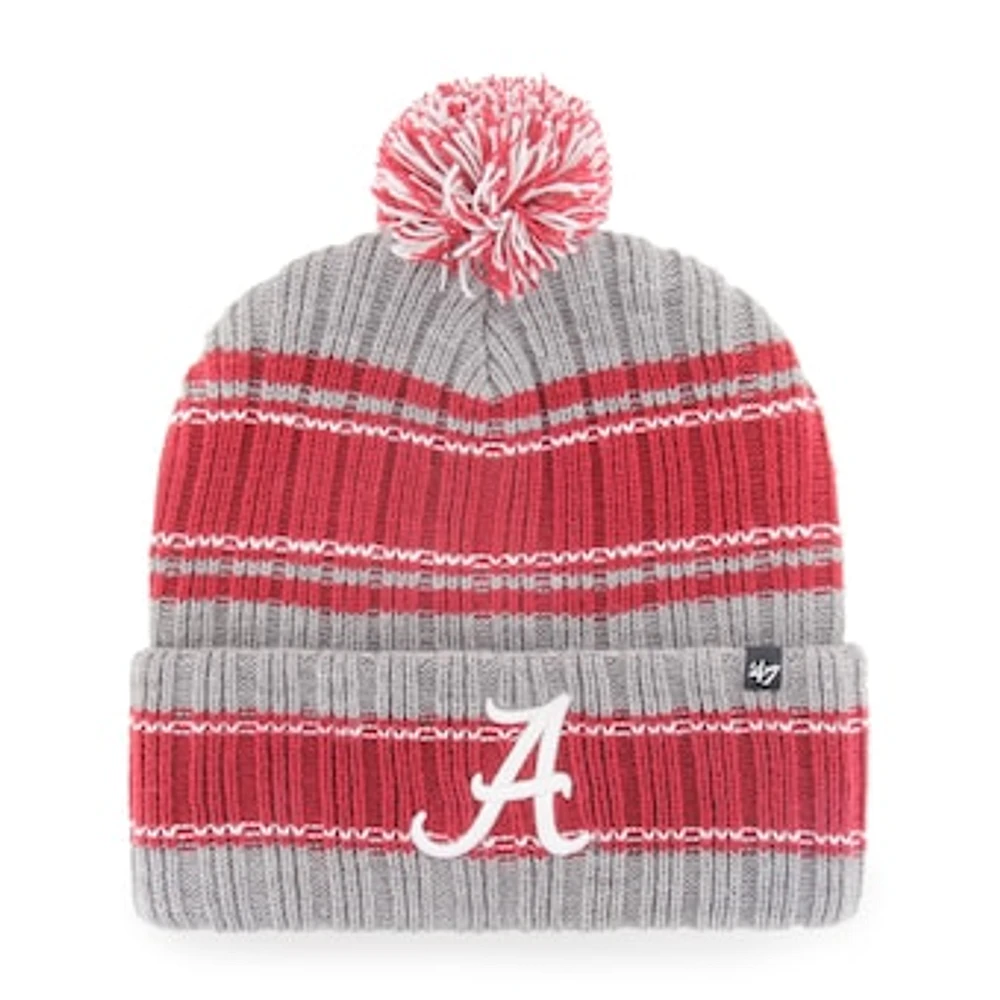 Men's '47 Gray Alabama Crimson Tide Rexford Cuffed Knit Hat with Pom